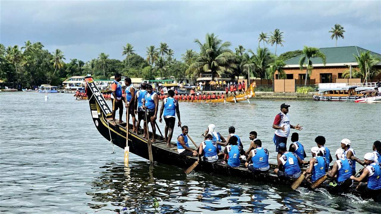A snake boat crew on the backwaters